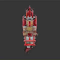 Pixelated Red and White Creature Character 3D Model Design in Digital Art Style