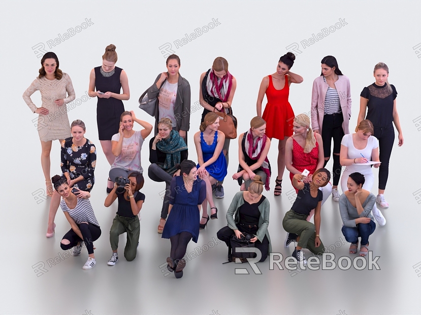 Many women, beautiful women, sitting women, sitting people model