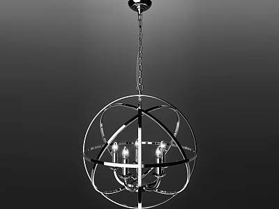 Modern Spherical Chandelier With Metal Frame And Candle Bulbs For Interior Decor 3d model