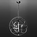 Modern Spherical Chandelier With Metal Frame And Candle Bulbs For Interior Decor