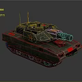 Military Tank With Green Armor Red Star Emblem Cannon And Tracks