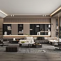 Modern Elegant Living Room Interior Design With Bookshelves Sofa Coffee Table And Indoor Plant