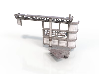 Industrial Lifting Equipment With Metal Frame Platform And Mechanical Components 3d model