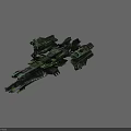 Large Green Military Style Spaceship Flying Near Earth in Space