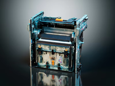 Detailed View Of Mechanical Component With Transparent Casing Internal Structure And Orange Parts 3d model