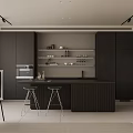 Modern Living and Dining Room Interior With Green Sofa Bookshelf TV And Dining Table