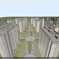 Aerial Planning of Modern Residential Community With High Rise Buildings Green Belts and Water Features