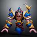 Mythical Warrior Character In Blue Gold Armor With Creature Inspired Decorative Elements 3d model