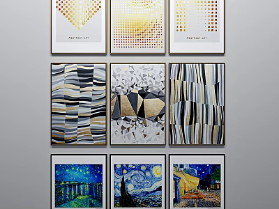 Starry Night Inspired Landscape Paintings with Night Sky and Artistic Wall Decor 3d model