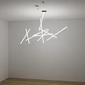 Modern Pendant Lights Hanging In Minimalist Interior With White Walls And Shadow Effects