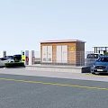 Modern Parking Lot With EV Charging Stations White Sports Car And Green Plants
