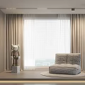 Comfortable Lazy Sofa In Modern Living Room With Curtains Window Decorative Figurine And Round Rug