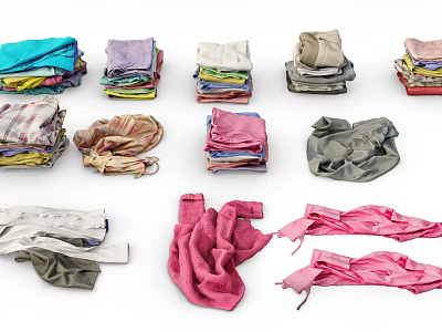 Colorful Stacked And Scattered Clothes With Various Styles And Fabric Textures 3d model Colorful Stacked And Scattered Clothes With Various Styles And Fabric Textures 3d model