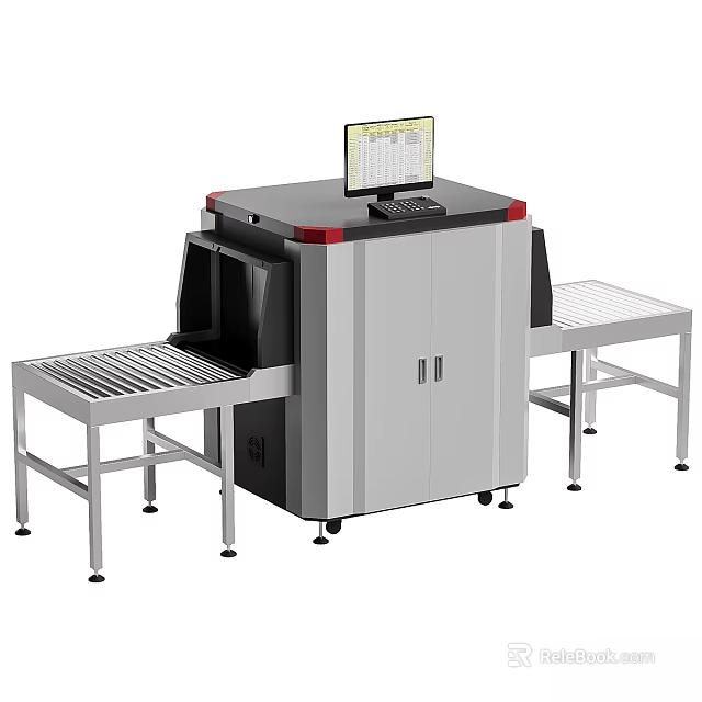Commercial X-ray Security Scanner with Conveyor Belt Display Screen and Control Panel 3d model