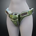 Green Mechanical Style Waist Armor With Detailed Plates Displayed On Mannequin 3d model