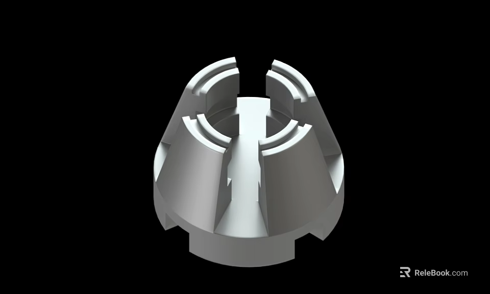 Detailed Metal Mechanical Part Featuring Circular Grooves And Symmetrical Design 3d model 