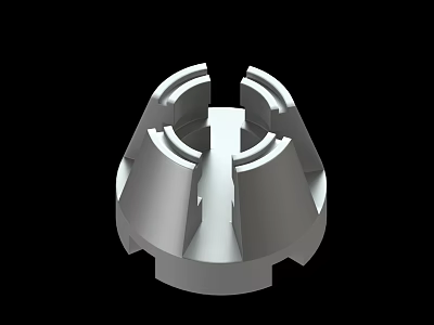Detailed Metal Mechanical Part Featuring Circular Grooves And Symmetrical Design 3d model