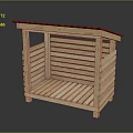 Outdoor Wooden Shed with Sloped Roof and Slatted Sides Floor