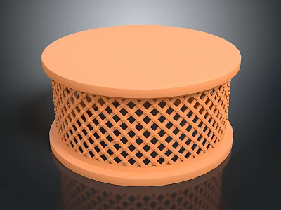 Orange Round Table With Lattice Pattern Base Modern Home Furniture 3d model