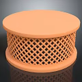 Orange Round Table With Lattice Pattern Base Modern Home Furniture