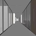 Modern office corridor aisle 3d model
