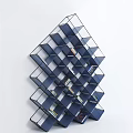 Modern Geometric Wall Mounted Bookshelf With Metal Frame Open Cubes And Books