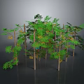 Lush Green Plants With Wooden Trunks Lush Foliage And Yellow Accents