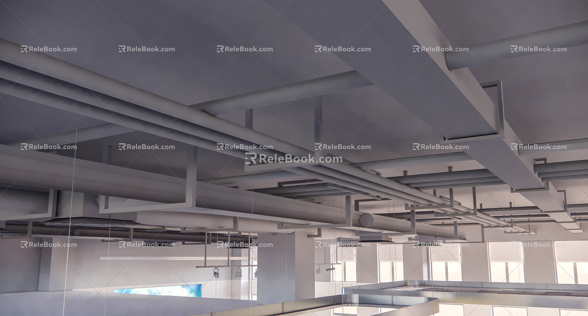 Industrial LOFT pipe ceiling air conditioning pipe 3d model