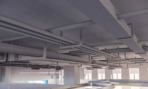 Industrial LOFT pipe ceiling air conditioning pipe 3d model