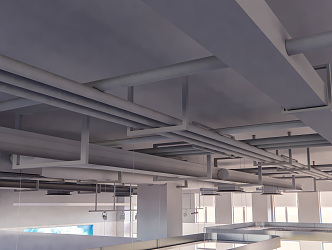 Industrial LOFT pipe ceiling air conditioning pipe 3d model