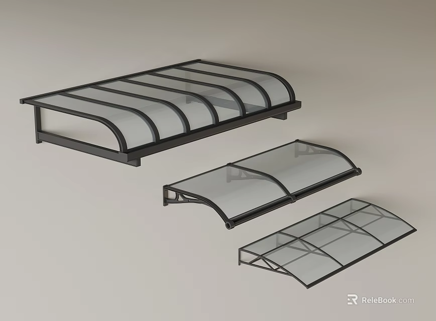 Multiple Modern Canopy Types With Transparent Roof And Various Design Styles For Outdoor Use 3d model 