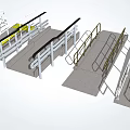 Metal Fencing Designs With Safety Railings And Yellow Warning Strips