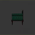 Elegant Teal Two Seater Sofa With Carved Wooden Arms And Floral Patterned Fabric