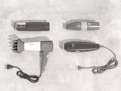 Professional Hairdressing Commercial Equipment Including Clippers Hair Dryer And Grooming Tools 3d model