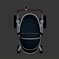 Stylish Baby Stroller Design With Blue Canopy Metal Frame And Swivel Wheels