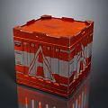 Orange Metal Equipment Storage Box With White Logo And Industrial Design