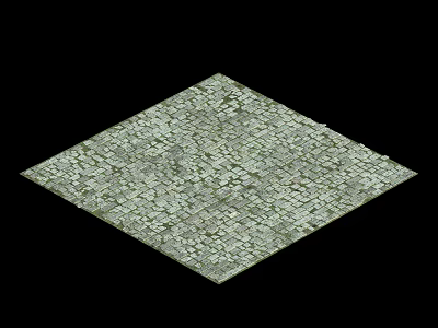 Square Paved Stone Ground With Natural Texture And Gray Green Color 3d model