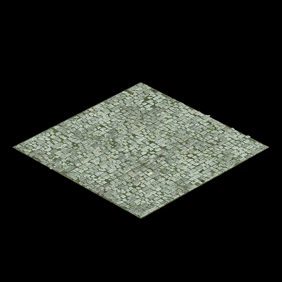 Square Paved Stone Ground With Natural Texture And Gray Green Color 3d model
