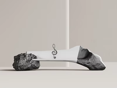 Modern Public Chair Design With Stone Base White Panel And Music Note Symbol 3d model