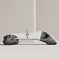Modern Public Chair Design With Stone Base White Panel And Music Note Symbol