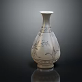 Beautiful White Vase With Intricate Flower Patterns And Decorative Design 3d model