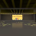 Modern Stage Design With Yellow Lighting Backdrop And Reflective Floor