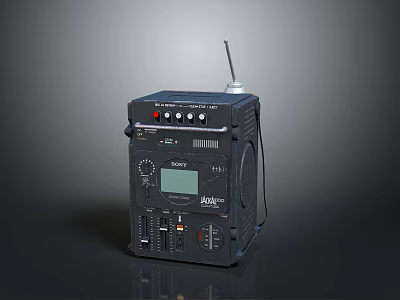 Portable Electronic Audio Device With Display Screen Control Knobs And Antenna 3d model
