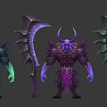 Game And Movie Monster Character Designs With Horned Features Bladed Wings And Various Colors