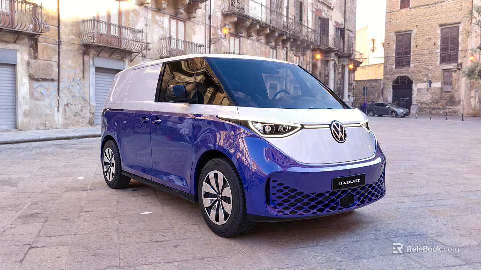 Volkswagen ID Buzz Cargo Modern Blue White Electric Van Exterior 3d model 