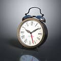 Vintage Alarm Clock With Double Bells Roman Numeral Dial And Metal Base