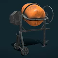 Orange Concrete Mixer Industrial Equipment With Metal Frame Wheels And Green Indicator Lights