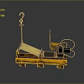 Yellow Utility Vehicle Mechanical Winch System With Metal Hook And Frame 3d model