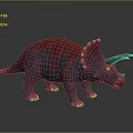 Realistic Triceratops 3D Model With Red Blue Coloration Horns And Frill