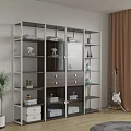 Modern Storage Shelving Unit With Multiple Shelves Cabinet Doors Books Decorative Items And Potted Plant